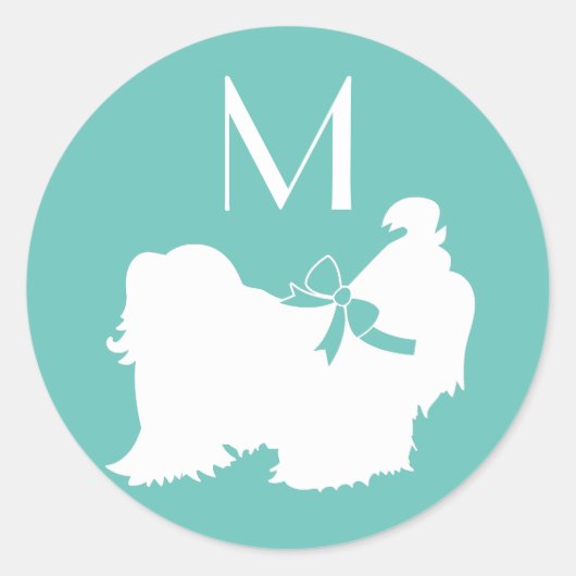 シーズー（犬） – 津犬の子犬の長毛 ラウンドシール (正面)