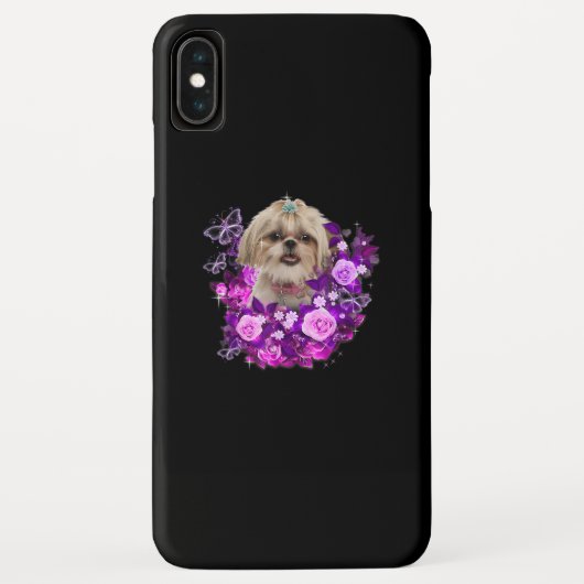 シーズー(犬)津犬パープルバラ花フローラギフトアイディア。 Case-Mate iPhoneケース (裏面)