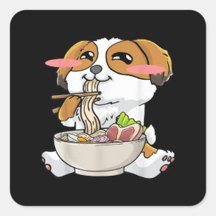 シーズー（犬）津犬ラーメンかわいいかわいいプレゼント スクエアシール
