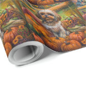 シーズー（犬）津犬秋の収穫感謝祭 ラッピングペーパー (ロールコーナー)