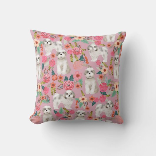シーズー（犬）津花模様ピロー犬のデカールかわいい犬 クッション (正面)
