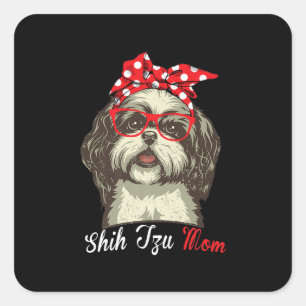 シーズー(犬)津 おもしろいシーズー(犬)Tzuママシーズー(犬)Tzu愛犬家 スクエアシール