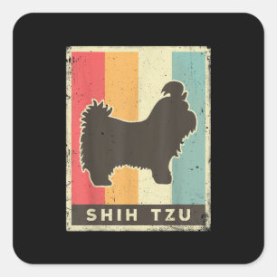 シーズー(犬)津 シーズー(犬)ズドッグヴィンテージレトロ スクエアシール