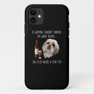 シーズー(犬)津 女性はワインだけで生き延びは飲めない iPhone 11 ケース