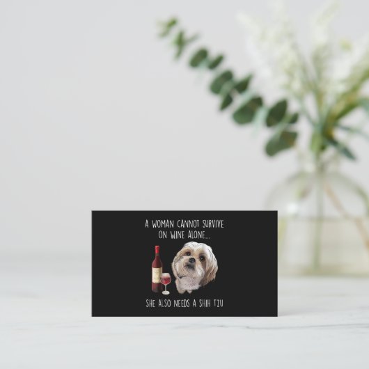 シーズー(犬)津 | A女性はワイン生き延びを一人で飲めない エンクロージャーカード (スタンド正面)