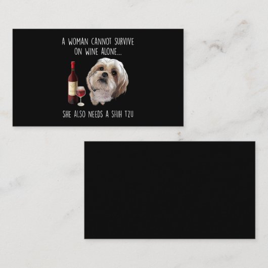 シーズー(犬)津 | A女性はワイン生き延びを一人で飲めない エンクロージャーカード (正面/裏面)