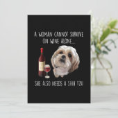 シーズー(犬)津 | A女性はワイン生き延びを一人で飲めない サンキューカード (スタンド正面)