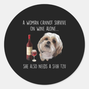 シーズー(犬)津 A女性はワイン生き延びを一人で飲めない ラウンドシール