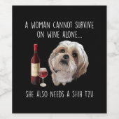 シーズー（犬）津 | A女性はワイン生き延びを一人で飲めない ワインラベル (シングルラベル)