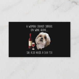 シーズー(犬)津 A女性はワイン生き延びを一人で飲めない 名刺