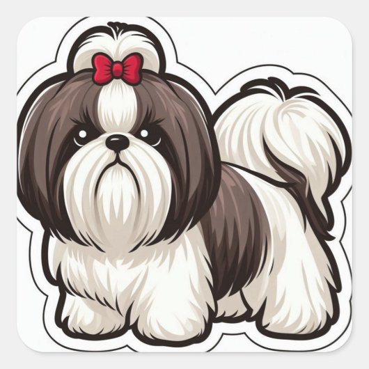 シーズー(犬)魅力的TZUシール スクエアシール (正面)
