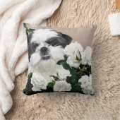 シーズー(犬) Tzuおよびバラ クッション (ブランケット)