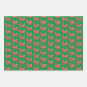 シーズー(犬)TZUかわいい犬のシルエットレッドウォフメリーマス ラッピングペーパーシート (正面3)