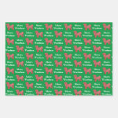 シーズー(犬)TZUかわいい犬のシルエットレッドウォフメリーマス ラッピングペーパーシート (正面)