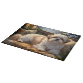 シーズー（犬）Tzuとクリスマスライトホリデイ カッティングボード (角)