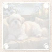 シーズー（犬）Tzuとクリスマスライトホリデイ ガラスコースター (裏面)