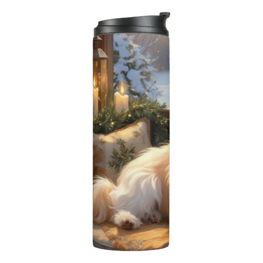 シーズー(犬)Tzuとクリスマスライトホリデイ タンブラー (回転左)