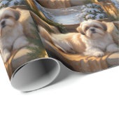 シーズー(犬)Tzuとクリスマスライトホリデイ ラッピングペーパー (ロールコーナー)