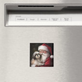 シーズー(犬)Tzuとサンタクロースフェスティバルクリスマス マグネット (インサイチュ (食洗機))