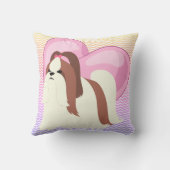 シーズー(犬)Tzuとピンクハート クッション (裏面)