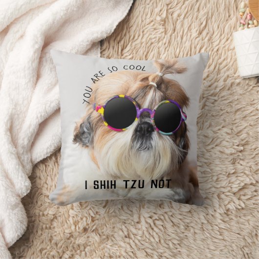 シーズー(犬)Tzuないおもしろいかわいい愛犬家カスタムフォト文字 クッション (ブランケット)