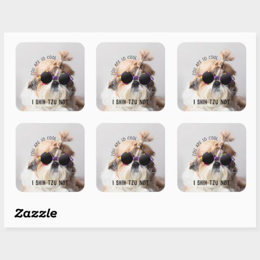 シーズー(犬)Tzuないおもしろいかわいい愛犬家カスタムフォト文字 スクエアシール (シート)