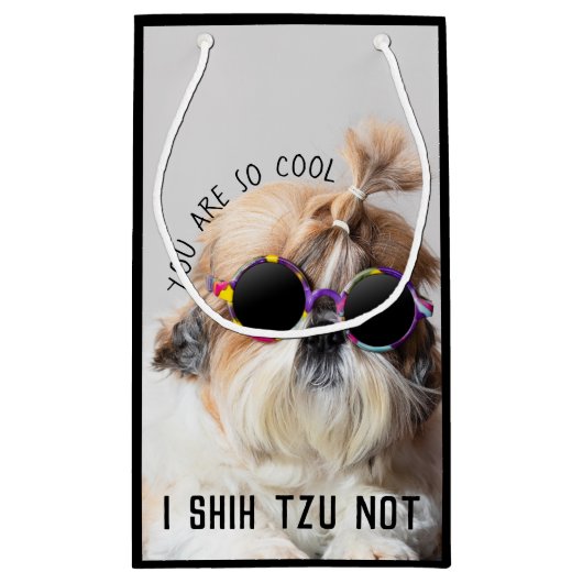 シーズー（犬）Tzuないおもしろいかわいい愛犬家カスタムフォト文字 スモールペーパーバッグ (裏面)