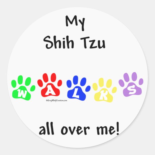 シーズー（犬）Tzuの歩き回り ラウンドシール (正面)