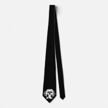 シーズー（犬） Tzuの黒く及び白いポップアート犬の顔の首のタイ