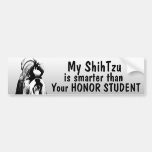 シーズー(犬) Tzuはおもしろいな名誉学生より頭が切れる-です バンパーステッカー
