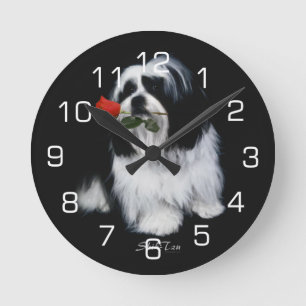 シーズー（犬） Tzuはとの上がりました ラウンド壁時計