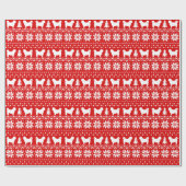 シーズー（犬） Tzuはクリスマスのセーターパターン赤のシルエットを描きます ラッピングペーパー (フラット)