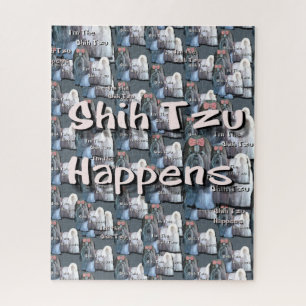 シーズー(犬) Tzuはジグソーパズル起こります ジグソーパズル