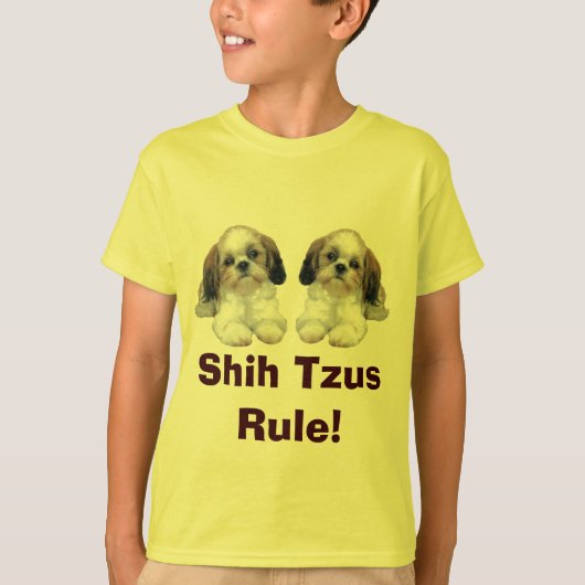 シーズー(犬) TzuはTシャツの子犬の規則をからかいます Tシャツ (正面)