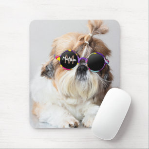 シーズー(犬)Tzuカッコいいおもしろいかわいいサングラス写真モノグラム マウスパッド