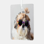 シーズー(犬)Tzuカッコいいもサングラス写真 メタルオーナメント (正面左)
