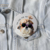 シーズー(犬)Tzuカッコいいもサングラス写真 缶バッジ (インサイチュ)