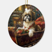 シーズー(犬)TZUクリスマスフェスティバル セラミックオーナメント (左)