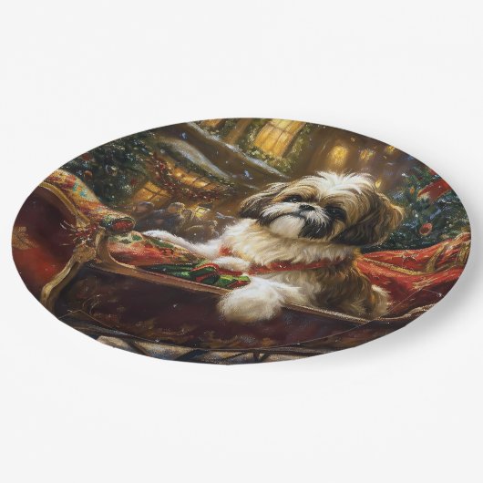 シーズー(犬)TZUクリスマスフェスティバル ペーパープレート (アングル)