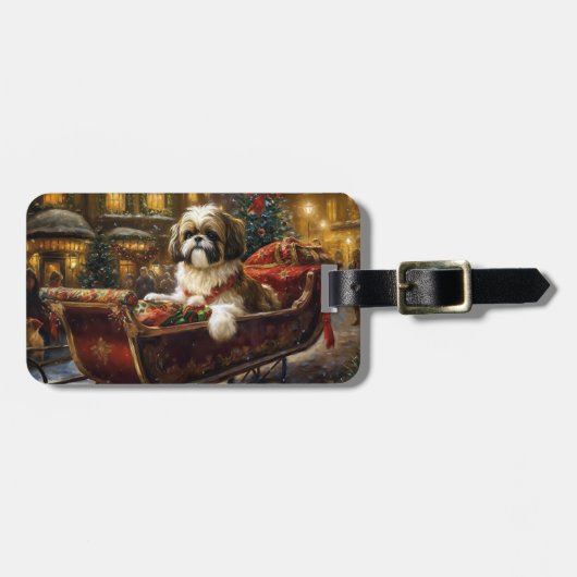 シーズー(犬)TZUクリスマスフェスティバル ラゲッジタグ (正面横)