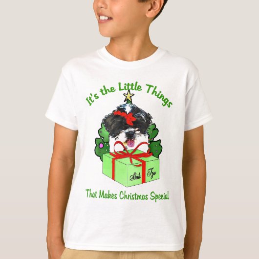 シーズー(犬)Tzuクリスマスプレゼント Tシャツ (正面)