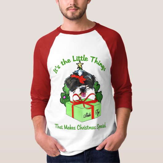 シーズー（犬）Tzuクリスマスプレゼント Tシャツ (正面)