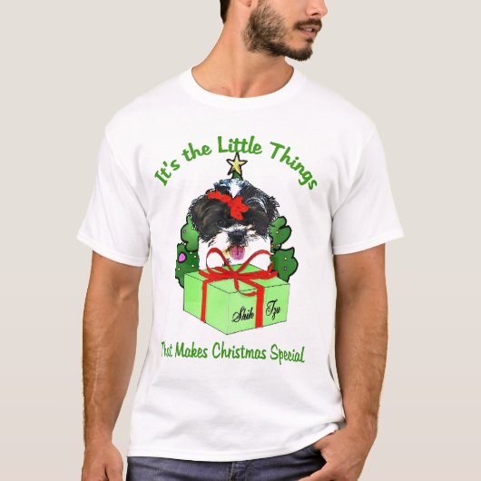 シーズー(犬)Tzuクリスマスプレゼント Tシャツ (正面)