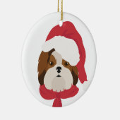 シーズー（犬）Tzuクリスマス装飾。スノーフレーク装飾 セラミックオーナメント (右)