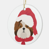 シーズー（犬）Tzuクリスマス装飾。スノーフレーク装飾 セラミックオーナメント (左)