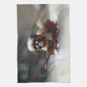 シーズー(犬)Tzuクリスマス雪の冬 キッチンタオル (縦)