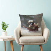 シーズー(犬)Tzuクリスマス雪の冬 クッション (椅子)