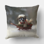 シーズー(犬)Tzuクリスマス雪の冬 クッション (裏面)