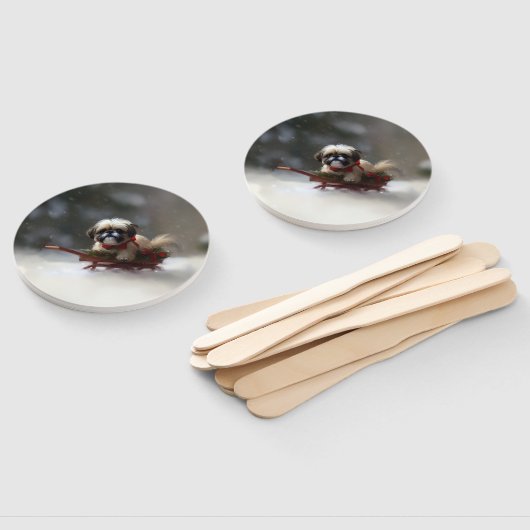 シーズー(犬)Tzuクリスマス雪の冬 ハンドファン (組立なし)