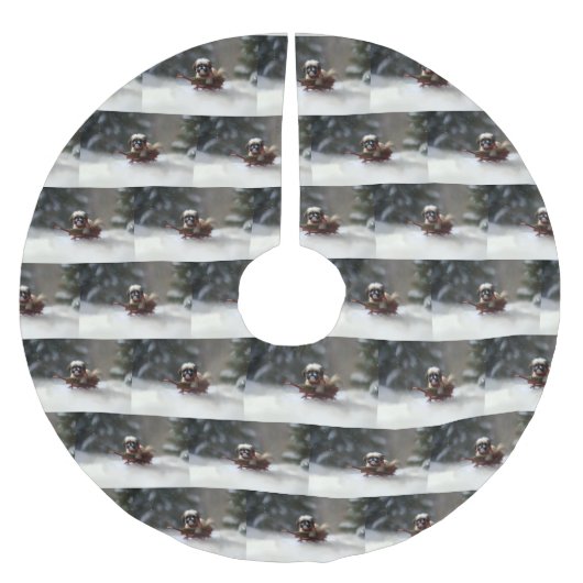 シーズー(犬)Tzuクリスマス雪の冬 ブラッシュドポリエステルツリースカート (正面)